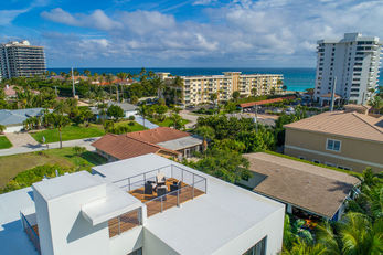 Aerial view overlooking the ocean