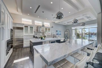 overview of large bar and kitchen